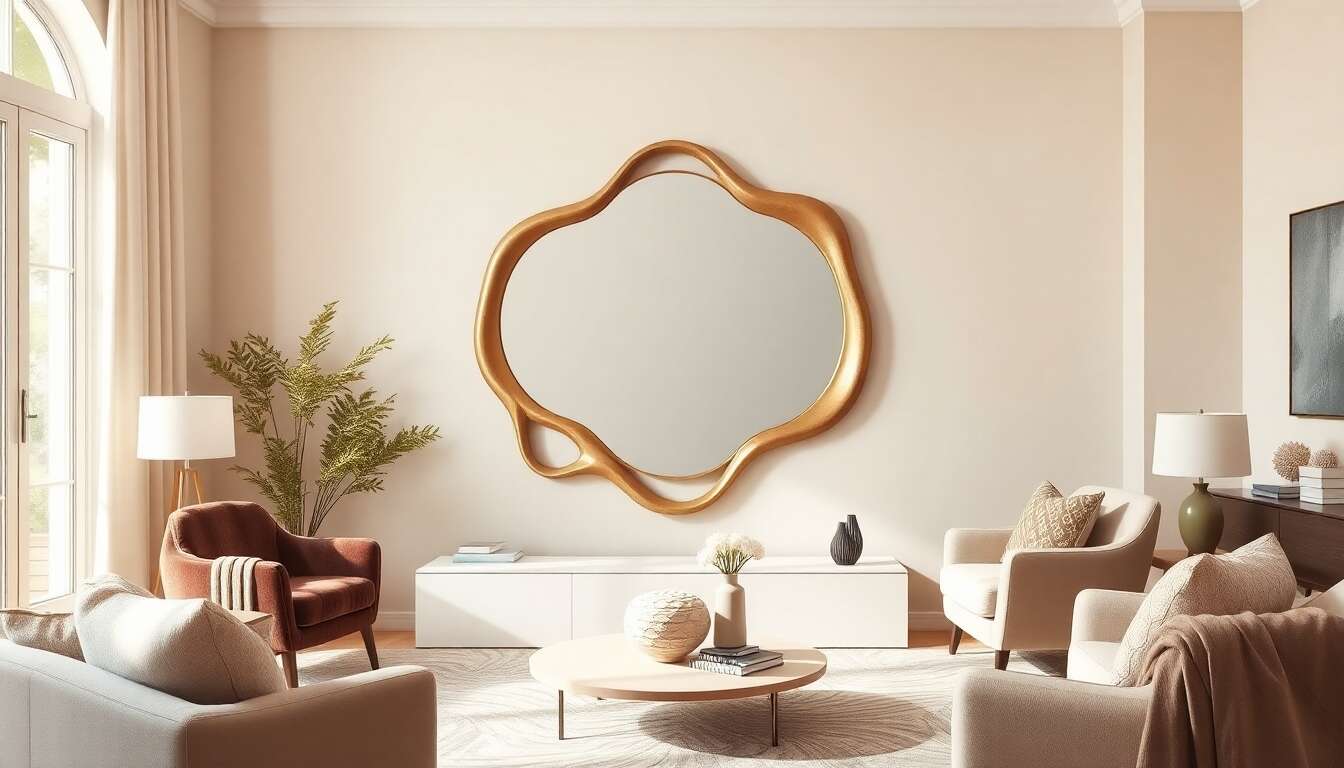 Miroirs muraux : formes organiques et r&eacute;tro