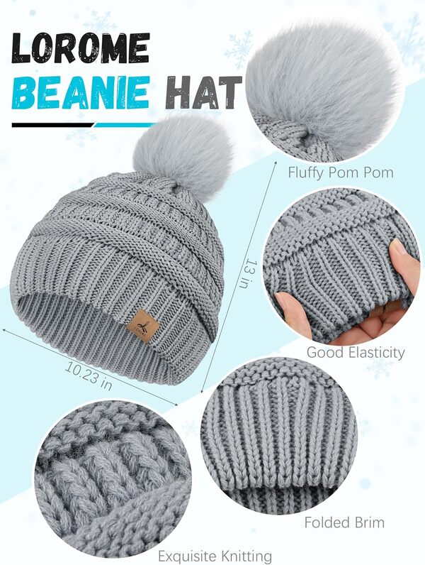 Bonnet d'hiver, écharpe, gants et cache-oreilles, bonnet en tricot chaud, gants pour écran tactile, cadeau d'hiver pour femme