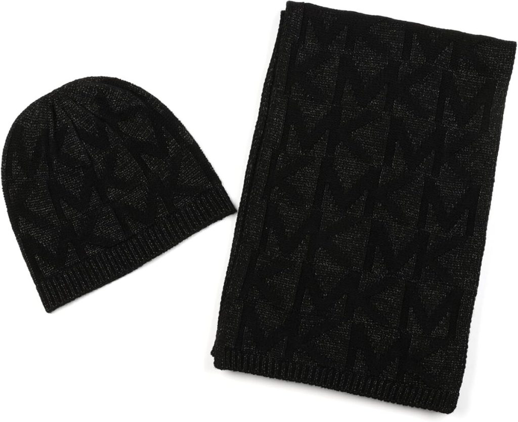 Avis : ensemble bonnet et écharpe métalliques Michael Kors noir