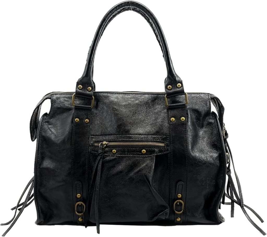 Avis sur le sac à main Soleil Chic Daisy en cuir noir irisé