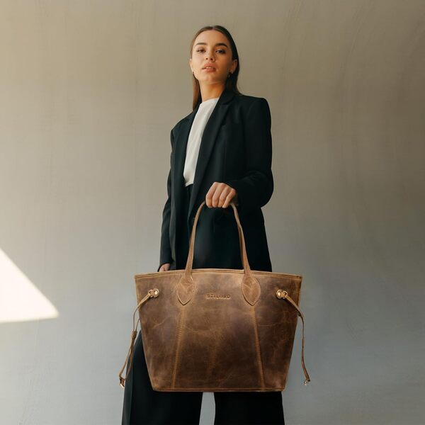 STILORD 'Camelia' 2 Pièces Grand Sac a Main Femme Cuir et Portefeuille Ensemble - Shopper Élégant Sac Cabas en Cuir Véritable pour Bureau Shopping et Université