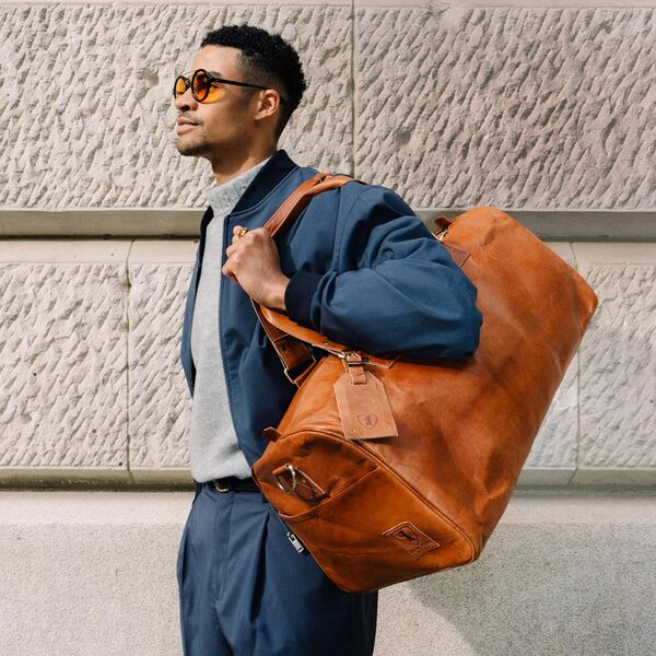 Berliner Bags Oslo Sac de Voyage en Cuir Véritable 50 L Imperméable avec Bandoulière Amovible, Weekender Spacieux pour Hommes et Femmes, Idéal pour Le Week-End