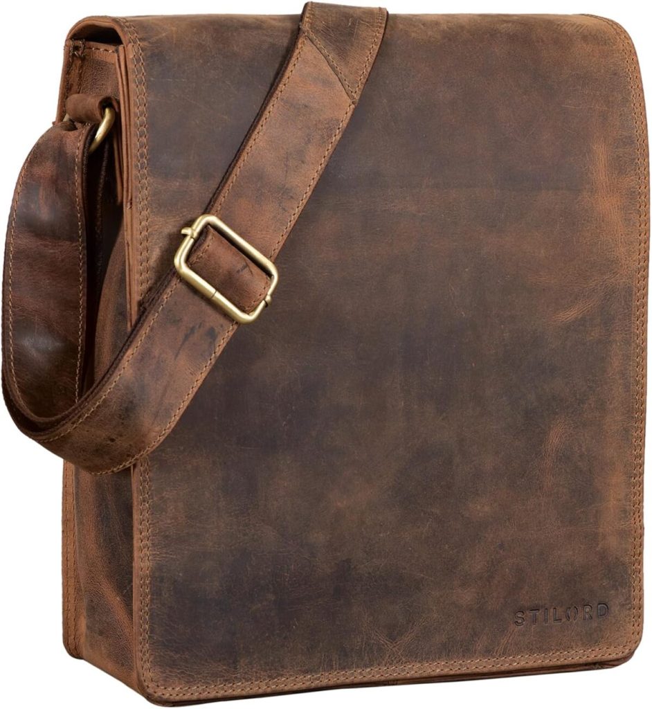 Avis : sac besace Stilord 'Lars' en cuir vintage marron