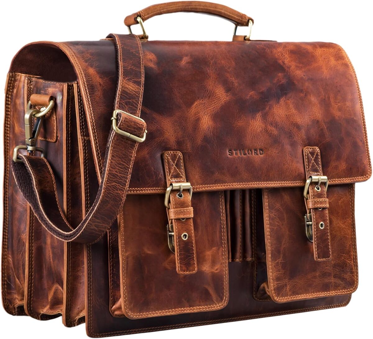 Sac D’affaires En Cuir Véritable Italien - Bandoulière, Motif Drapeau Italie, Dimensions 40x11x29 Cm