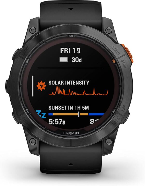 Garmin fēnix 7X Pro, Solar - Montre GPS Multisports connectée – Gray avec Bracelet Noir – Boîtier 51 mm