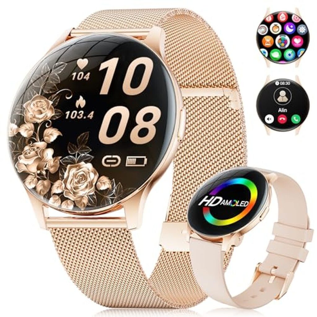 Test de la Benyar Smart : montre connectée femme Or Rose avec écran AMOLED