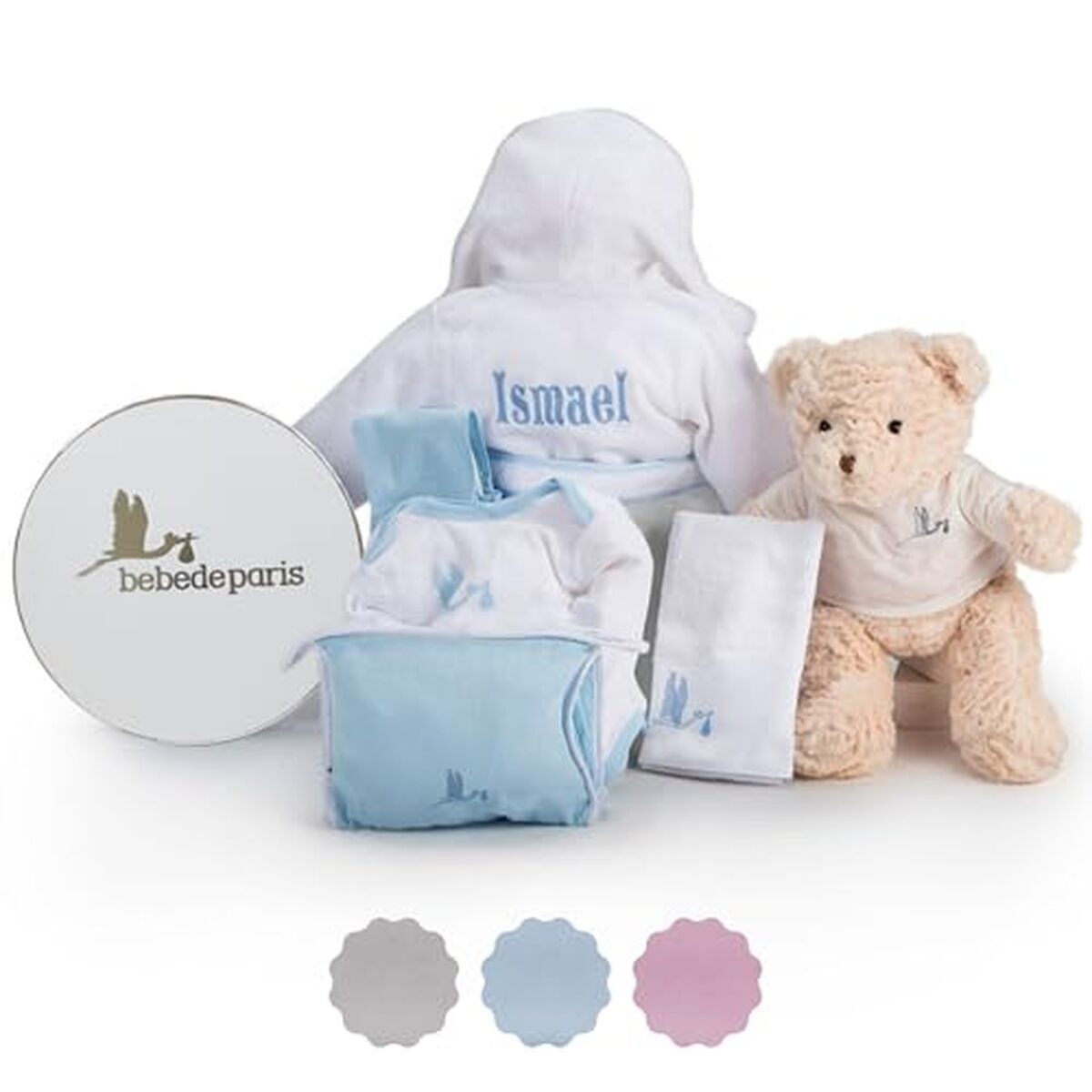 Avis : cadeau de naissance peignoir brodé bébé et ours en peluche